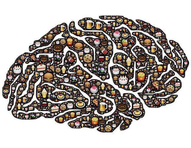 お菓子で埋められた脳のイラスト