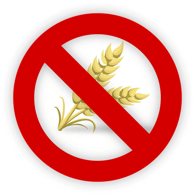 小麦に赤の危険マークのイラスト