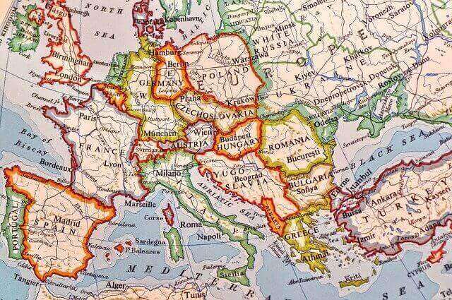 ヨーロッパを中心とした地図